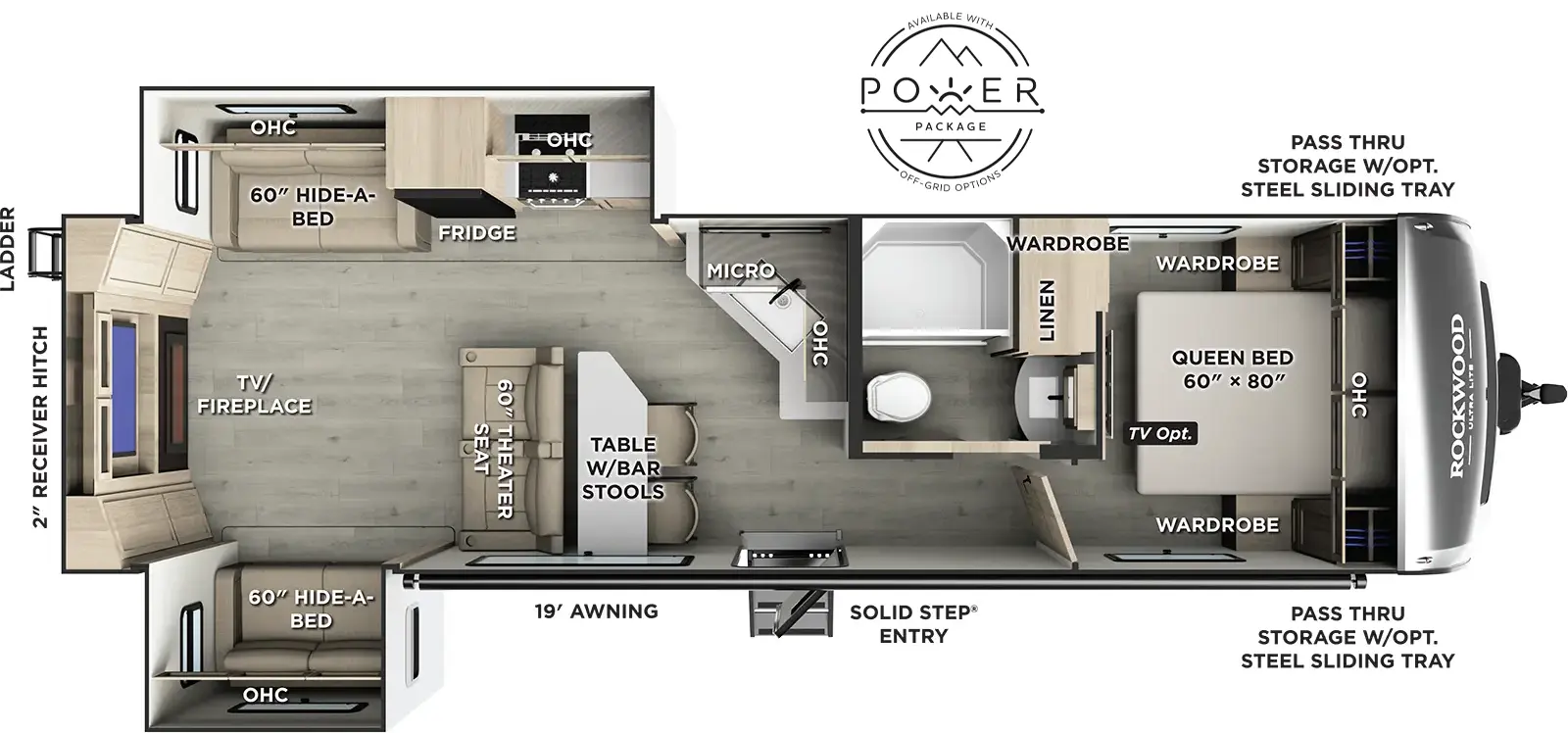 Rockwood Ultra Lite Travel Trailers 2908SRL Floorplan